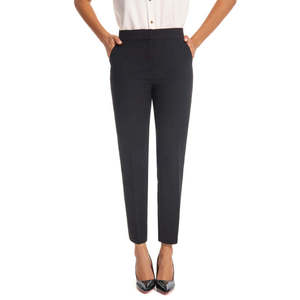 Pantalon crayon extensible taille mi-haute rouge vif, coupe ajustée, longueur cheville, respirant, infroissable, pour femme de bureau, avec poches - Product Image 1