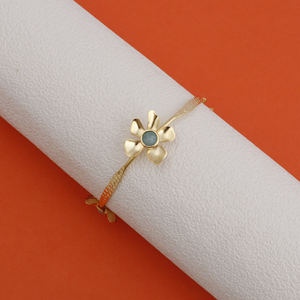 Hammered <b>Texture</b> 6mm Amazonite Flower Cuff Bangle Gold Plated Bangle for Weddings Parties Anniversaries Engagements Gift - Product Image 4