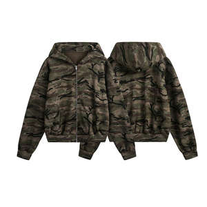 Sweat-shirt camouflage de haute qualité, streetwear élégant pour homme, double fermeture éclair, imprimé DTG, ample, ample, camouflage, pour l'automne - Product Image 2