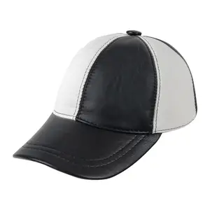 블랙 & 화이트 정품 가죽 남여 공용 야구 모자-조절 가능한 백 스트랩과 100% 양 가죽 남성과 여성 야구 모자.