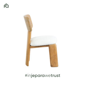 Chaise d'appoint de salle à manger en teck moderne de luxe pour appartement, extérieur, intérieur - Sièges sans accoudoirs imperméables pour restaurant, salon, hôtel, villa - Product Image 3