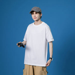 เสื้อยืดผ้าฝ้าย100% สำหรับผู้ชายเสื้อยืดพิมพ์โลโก้แบบธรรมดาสีทึบแบบกำหนดเองสำหรับผู้ชาย - Product Image 6