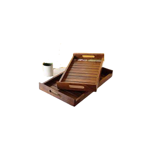 Plateau en bois pur personnalisé de haute qualité avec plateau de service de meilleure qualité de couleur argentée au meilleur prix - Product Image 6