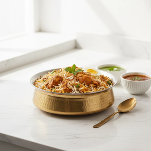 Hammered Brass Biryani Handi With Lid Shiny Gold Finish Biryani Cookware <b>Pot</b> For Kitchen Stovetop <b>Cooking</b> Handi <b>Pot</b> - Product Image 5