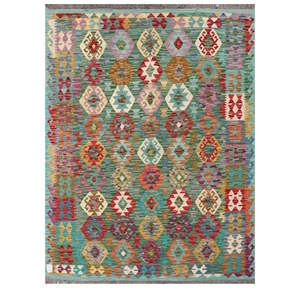 Alfombra Kilim de Maimana, Afganistán, 201 x 153 cm, Juego de Alfombras - Product Image 1