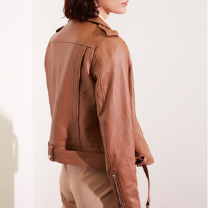 Manteau en cuir véritable en peau de mouton pour femmes femmes court coupe ajustée nouvelle veste en cuir de motard hiver automne vestes en cuir manteaux - Product Image 2