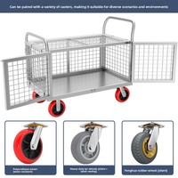 Chariot de transport industriel en métal pliable et détachable, à roulettes silencieuses, petit, capacité 150 kg, avec barrière de sécurité, pour le transport de marchandises et le marché