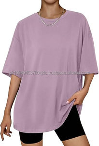 Unisex ácido lavado gota hombro Casual Camiseta 100% algodón largo Waseem Impex High Street diseño sólido patrón Jersey tela - Product Image 2
