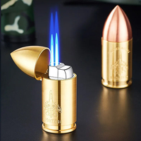 Briquet torche à double flamme JH Wholesale Bullet, coupe-vent, au butane, rechargeable, pour bougies et activités extérieures