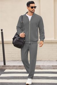Custom 320GSM Interlock Knit Tracksuit Men Pullover Hoodie Sweatpants Set Heat Transfer <b>Printed</b> Solid Forest Green Outfit - Product Image 4