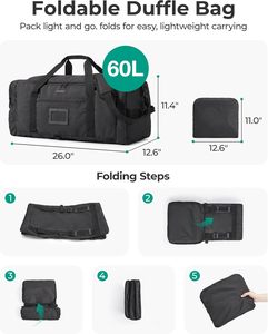 Bolsa de Lona Deportiva Plegable OEM de Poliéster con Cierre de Cremallera, Mochila de Viaje de 20 Pulgadas para Hombre, Bolsa de Fin de Semana - Product Image 4