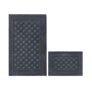Tapis de bain tissé jacquard en coton recyclé teint en fil gris foncé de luxe Clark, ensemble 40*60cm+60*100cm, pour la maison et l'hôtel, lavable - Product Image 1