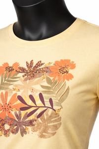 Camiseta de Mujer con Estampado Floral, Algodón, Casual, Manga Corta, Cuello Redondo, Verano, Venta al Por Mayor Directo de Fábrica - Product Image 5