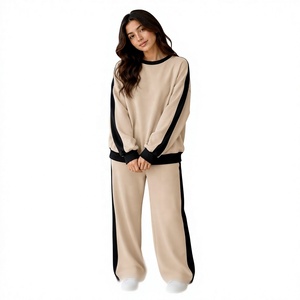 <b>Women's</b> Casual 2-<b>Piece</b> Fleece Tracksuit Set Solid Color Hooded Sweatshirt Sweatpants Full Sleeve Regular Fit Winter 100% Cotton - Product Image 4