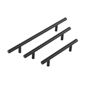 Poignées de tirage longues en acier inoxydable noir moderne, profilé creux, en forme de T, pour portes de meubles, armoires de cuisine, placards et penderies - Product Image 2
