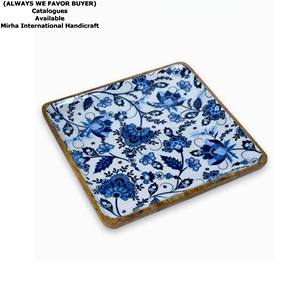 Plateau de service en bois à imprimé floral personnalisé de vente supérieure et chaude plateau en bois imprimé émaux fabriqué en Inde - Product Image 2