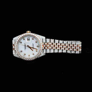 Reloj de pulsera automático de lujo 30 quilates VVS Moissanite Diamante tachonado completamente helado diseño llamativo con pantalla de esfera analógica - Product Image 5