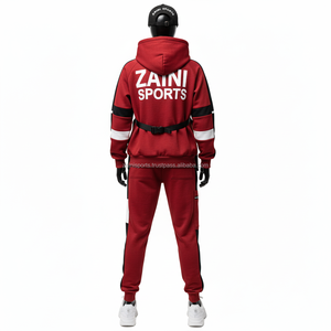 Survêtement en polaire de qualité supérieure pour femmes GSM Rouge Noir Panneau Design Logo personnalisé Impression et broderie Ensemble de jogging Survêtements Grande taille - Product Image 2