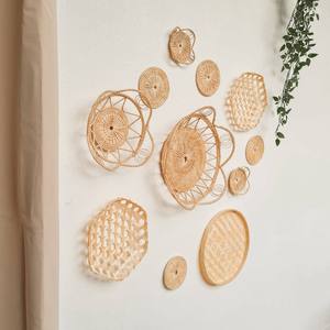 Vintage Wall Decor, Unique Handmade Rattan Plate Decoration, Boho <b>Baskets</b> Wall Decor Wall Hanging Decor - Product Image 1