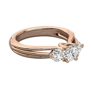 Bague de mariage en diamant rond à trois pierres pour elle - Product Image 5