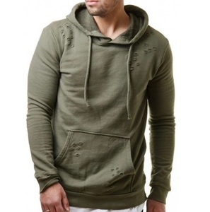Élégant poids lourd en détresse personnalisé surdimensionné lavage à l'acide Hoodies déchiré fabricants personnalisés en détresse coupe-vent à capuche - Product Image 3