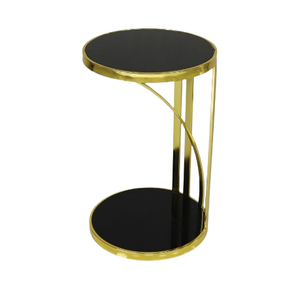 Noir arrondi haut Table d'appoint salon décor à la maison or support Table d'angle ferme pays Vintage meubles salon - Product Image 2