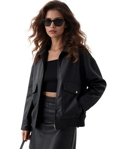 Chaqueta de Cuero para Mujer, Resistente al Viento, Transpirable, de Manga Larga, Diseño Único, para Uso Diario, Gran Venta - Product Image 4