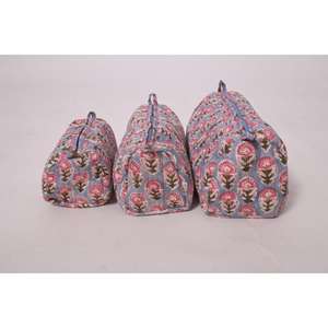 Lavinas Indian Cotton Durable Portable Large Capacity Waterproof Fashion Floral Printed Makeup Travel <b>Bag</b> Zipper for Cosmetic - Product Image 2