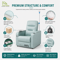 Sillón Reclinable Hospitalario con Soporte para Suero, Portavasos, Tableta de Escritura y Respaldo Ajustable para Cuidado de Pacientes y Sala de Infusión