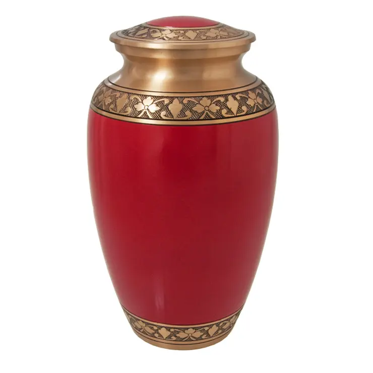 Unique Enamel Coated Brass Cremation Urn Modern Design Human Ashes Storage Handcrafted Urn