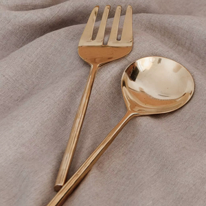 Juego de servidor de ensalada de Metal de lujo, utensilios de servicio de comedor de cocina modernos con mango elegante para fiesta de restaurante en casa - Product Image 1