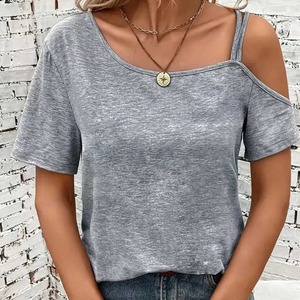 เสื้อยืดแขนสั้นแฟชั่นใหม่ผ้าคอตตอนสำหรับ MS-TS-219 100% 2025ไหล่ปรับแต่งได้คุณภาพสูงฤดูร้อน - Product Image 1