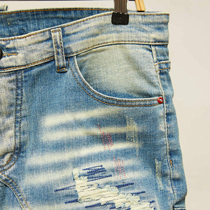 Pantalones Cortos Vaqueros Casuales de Color Sólido Personalizados para Hombre - Pantalones Cortos de Verano de Alta Calidad, Lavados al Ácido Vintage, Transpirables y de Secado Rápido, 100% Algodón - Product Image 6