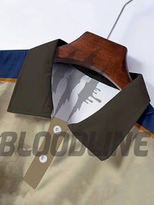 Chemise à manches courtes pour homme Bloodline, couleur unie, coton tricoté, respirante, séchage rapide, coupe classique, marron - Product Image 3