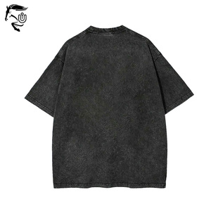 T-shirt tendance décontracté délavé à l'acide pour hommes T-shirt surdimensionné personnalisé en polaire à manches courtes et col en O avec impression numérique de caractères - Product Image 2