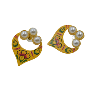 ต่างหูแบบติดหู งานเพ้นท์มือ รุ่นใหม่ล่าสุด ปี 2025 ผู้ผลิตและจำหน่าย ชุบทอง ประดับมุกเปลือกหอย สำหรับผู้หญิงและเด็กผู้หญิง - Product Image 2