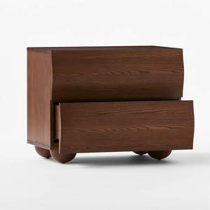 Modern Acacia Walnut Nightstand with Minimalistic Smart <b>Storage</b> Decorative Night Table for Bedroom Living Room or Hospital - Product Image 5