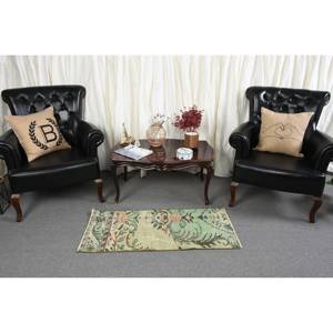 Clásico verde Beige 1,6 X 3.8ft lana Aubusson diseño sala de estar alfombra Patchwork rectángulo aparador alfombra con respaldo de látex - Product Image 3