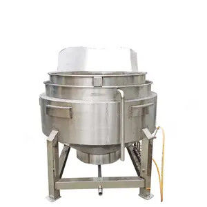 D145 500 Liters Industrial Stainless Steel Steam Electric Gas Heating Jacked Flip Cooking Pot With Stirrer