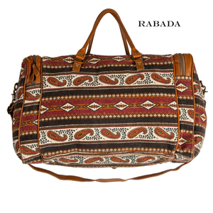 Bolsa de transporte de viaje de fin de semana de cuero genuino personalizada Unisex estilo bohemio azteca sillín manta bolsa de lona PC cierre de cremallera - Product Image 5