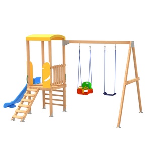 ชุดสนามเด็กเล่นไม้กลางแจ้งพร้อมสไลเดอร์และชิงช้าสำหรับเด็ก - Product Image 1