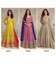 Vestido Anarkali de Georgette Real con Bordado y Lentejuelas, Vestidos Anarkali Pakistaníes para Venta de Exportación - Product Image 5