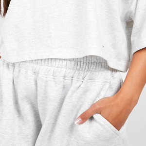 2025 nuevo diseño de algodón para mujer, pantalones cortos de verano de dos piezas, conjuntos de mujer, transpirable, antiestático, a rayas, informal, conjunto corto de dos piezas para mujer - Product Image 4