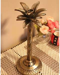 Gold Metal Palm <b>Taper</b> <b>Candle</b> Holder - Product Image 5