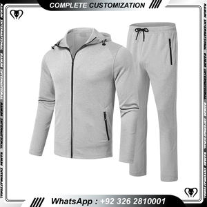 Ensemble de survêtements à glissière pour hommes avec survêtement élastique à passepoil - Product Image 6