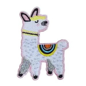 wholesale customized cute lama iron on embroidery appliques