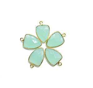Colgante de bisel de Calcedonia Aqua, Plata de Ley 925, forma de triángulo hecha a mano, accesorios de joyería chapados en plata Vintage para hacer - Product Image 6