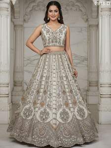 Lehenga choli ความยาวของพืชปราศจากริ้วรอยสำหรับงานแต่งงานงานปักผ้าออร์แกนซารี zari zale จากดีไซเนอร์ใหม่ - Product Image 6