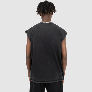 Débardeur homme été personnalisé de haute qualité, 100% coton, sans manches, effet délavé, vêtement de sport tricoté pour homme. - Product Image 6