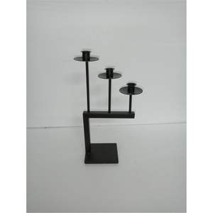 Candelabro de Hierro Negro Mate de Estilo Nórdico, Soporte Geométrico de 3 Niveles para Decoración de Habitaciones de Lujo, Candelabro al por Mayor - Product Image 1